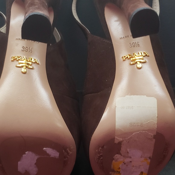 PRADA LATTICE PEEP TOE SLING BACK - Picture 3 of 4